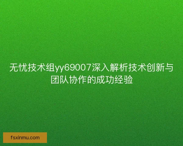 无忧技术组yy69007深入解析技术创新与团队协作的成功经验