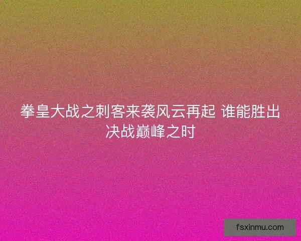 拳皇大战之刺客来袭风云再起 谁能胜出决战巅峰之时