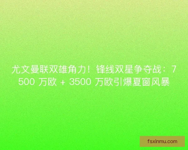 尤文曼联双雄角力！锋线双星争夺战：7500 万欧 + 3500 万欧引爆夏窗风暴